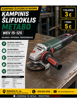 KAMPINIS ŠLIFUOKLIS WEV 15-125 METABO