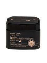 MARY&MAY Šveičiamosios lakštinės veido kaukės PREMIUM IDEBENONE BLACKBERRY COMPLEX ESSENCE MASK, 20 vnt.
