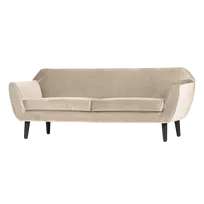 Sofa Rocco, 75 x 187 x 82 cm, aksomas, balkšva