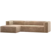 Kampinė sofa Bean, 73 x 305 x 175 cm, kairė, aksomas, rožinė