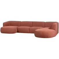 U formos sofa Polly, 71 x 353 x 245 cm, dešinė, rožinė