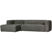 Kampinė sofa Bean, 73 x 305 x 175 cm, kairė, aksomas, žalia