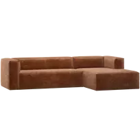 Kampinė sofa Bean, 73 x 305 x 175 cm, dešinė, aksomas, ruda terra