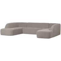 U formos sofa Sloping, 77 x 339 x 225 cm, audinys, balkšva