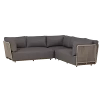 Lauko baldų komplektas Sora, 73 x 269 x 269 cm, metalas / virvė, ruda