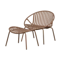 Lauko fotelis su pufu Bruce, 73 x 81 x 72 cm, plastikas / metalas, rožinė