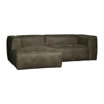Kampinė sofa Bean, kairė, 73 x 254 x 175 cm, eko oda, žalia