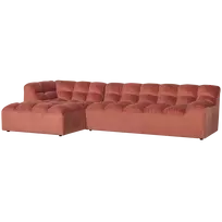 Kampinė sofa Allure, kairė, 79 x 324 x 165 cm, aksomas, rožinė