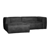 Kampinė sofa Bean, kairė, 73 x 254 x 175 cm, eko oda, juoda