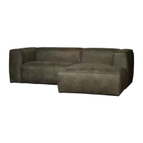 Kampinė sofa Bean, dešinė, 73 x 254 x 175 cm, eko oda, žalia
