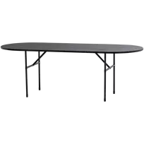 Valgomojo stalas Arthur, ovalus, 75 x 220 x 90 cm, ąžuolas, juoda, su H formos kojomis