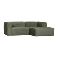Kampinė sofa Bean, dešinė, 73 x 254 x 175 cm, aksomas, žalia moss