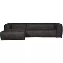 Kampinė sofa Bean, 73 x 305 x 175 cm, kairė, eko oda, juoda
