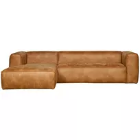 Kampinė sofa Bean, 73 x 305 x 175 cm, kairė, eko oda, ruda