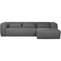 Kampinė sofa Bean, 73 x 305 x 175 cm, dešinė, audinys, pilka, su pagalvėmis