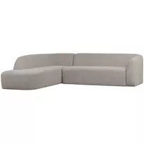 Kampinė sofa Sloping, 77 x 274 x 225 cm, kairė, audinys, balkšva