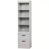 Knygų spinta Bold, 215 x 54 x 43 cm, pušis, balta