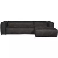 Kampinė sofa Bean, 73 x 305 x 175 cm, dešinė, eko oda, juoda
