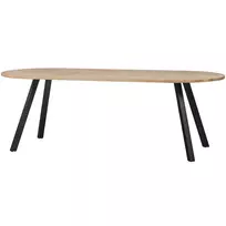 Valgomojo stalas Tablo, ovalus, 75 x 220 x 90 cm, ąžuolas, su kvadratinėmis kojomis