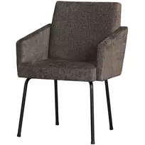 Valgomojo kėdė Mount, 82 x 61 x 65 cm, su porankiais, audinys, pilka / ruda