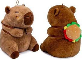 Pc Merch Kawaii - Capybara With Burger Backpack Pliušinis Žaislas | 25 cm