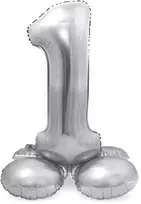 Sidabrinis pastatomas balionas - skaičius 1, 40 cm