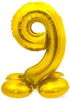 Auksinis pastatomas balionas - skaičius 9, 40 cm