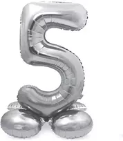 Sidabrinis pastatomas balionas - skaičius 5, 40 cm