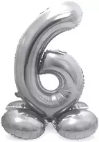 Sidabrinis pastatomas balionas - skaičius 6, 40 cm