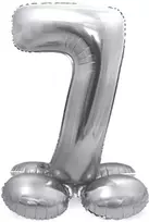 Sidabrinis pastatomas balionas - skaičius 7, 40 cm