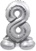 Sidabrinis pastatomas balionas - skaičius 8, 40 cm