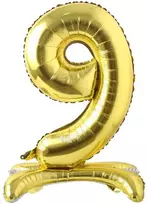 Auksinis pastatomas balionas - skaičius 9, 81 cm