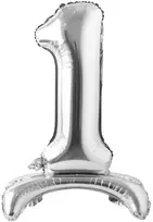Sidabrinis pastatomas balionas - skaičius 1, 81 cm