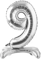 Sidabrinis pastatomas balionas - skaičius 9, 81 cm
