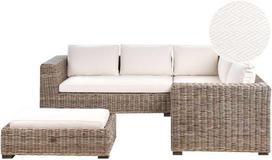 Lauko baldų komplektas Beliani Kampinė sofa su pufu penkioms asmenims RINELLA rotango pilka