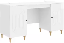 Stalas Blizgus baltas 142,5 x 50 x 75 cm Apdirbta mediena