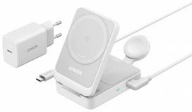 Belaidis įkroviklis Anker MagGo 3-in-1, 1 x USB Type C, 8.9 cm, balta sp., 15 W