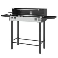 Anglies grilis, reguliuojama grotelė, rotisserie, 118x32x90 cm, juoda, metalas