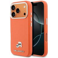Karl Lagerfeld Karl & Choupette Head Pins Saffiano MagSafe Case for iPhone 17 Pro - Orange