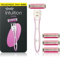 Wilkinson Sword Intuition Flow moteriškas skustuvas + pakaitiniai peiliukai, 4 vnt.