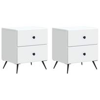 Šalia lovos spintelė su stalčių 2 pcs Balta 43 x 34,5 x 47,5 cm