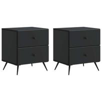Šalia lovos spintelė su stalčių 2 pcs Juoda 43 x 34,5 x 47,5 cm
