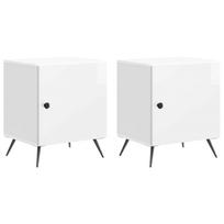 Šalia lovos spintelė 2 pcs Itin blizgi balta 43 x 34,5 x 50 cm