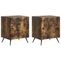 Šalia lovos spintelė 2 pcs Dūminio ąžuolo 43 x 34,5 x 50 cm