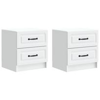Šalia lovos spintelė su stalčių 2 pcs Balta 43 x 34,5 x 44,5 cm