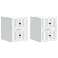 Sieninis naktinis staliukas 2 pcs Balta 33 x 34,5 x 40 cm