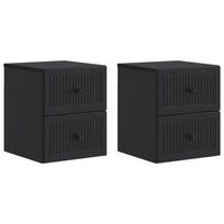 Sieninis naktinis staliukas 2 pcs Juoda 33 x 34,5 x 40 cm