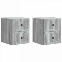 Sieninis naktinis staliukas 2 pcs Pilka sonoma ąžuolo