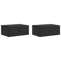 Sieninis naktinis staliukas 2 pcs Juoda 49 x 34,5 x 20 cm
