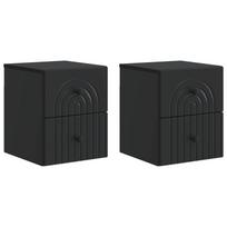 Sieninis naktinis staliukas 2 pcs Juoda 33 x 34,5 x 40 cm